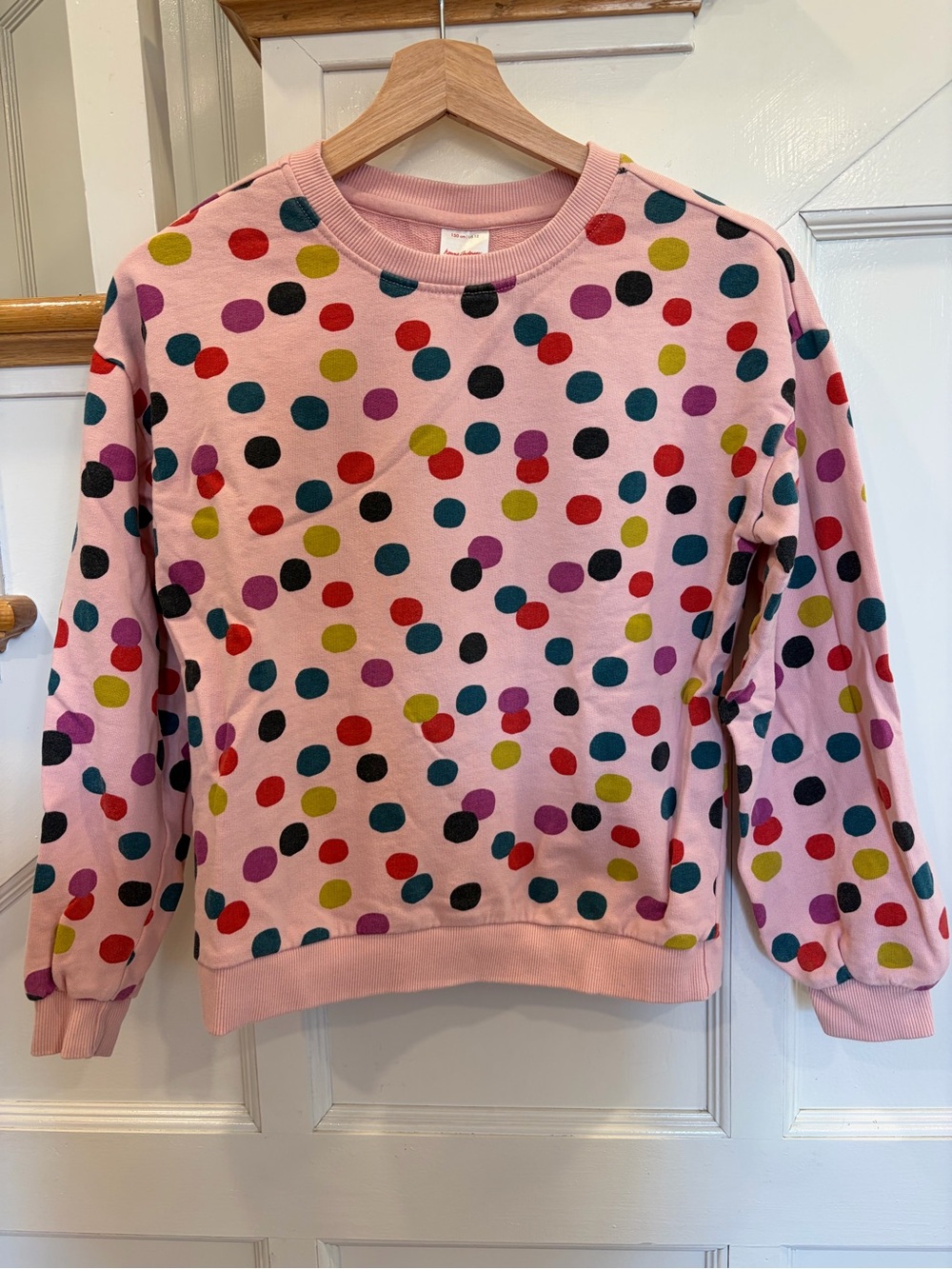 Hanna Andersson Pink Polka Dots Confetti Crewneck Sweatshirt Size 150-12